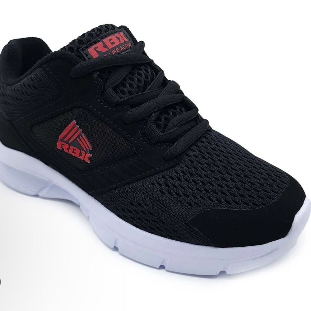 RBX Black Mesh Sneakers with White Soles